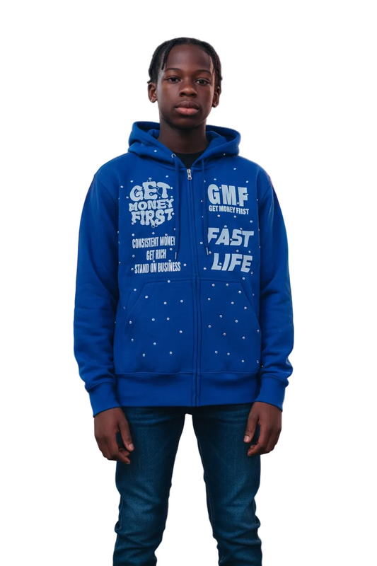 Get Money First Hoodie(blue)